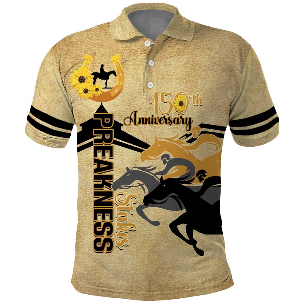 Personalized Preakness Horse Racing Polo Shirt 150th Anniversary Run For The Black-Eyed Susans