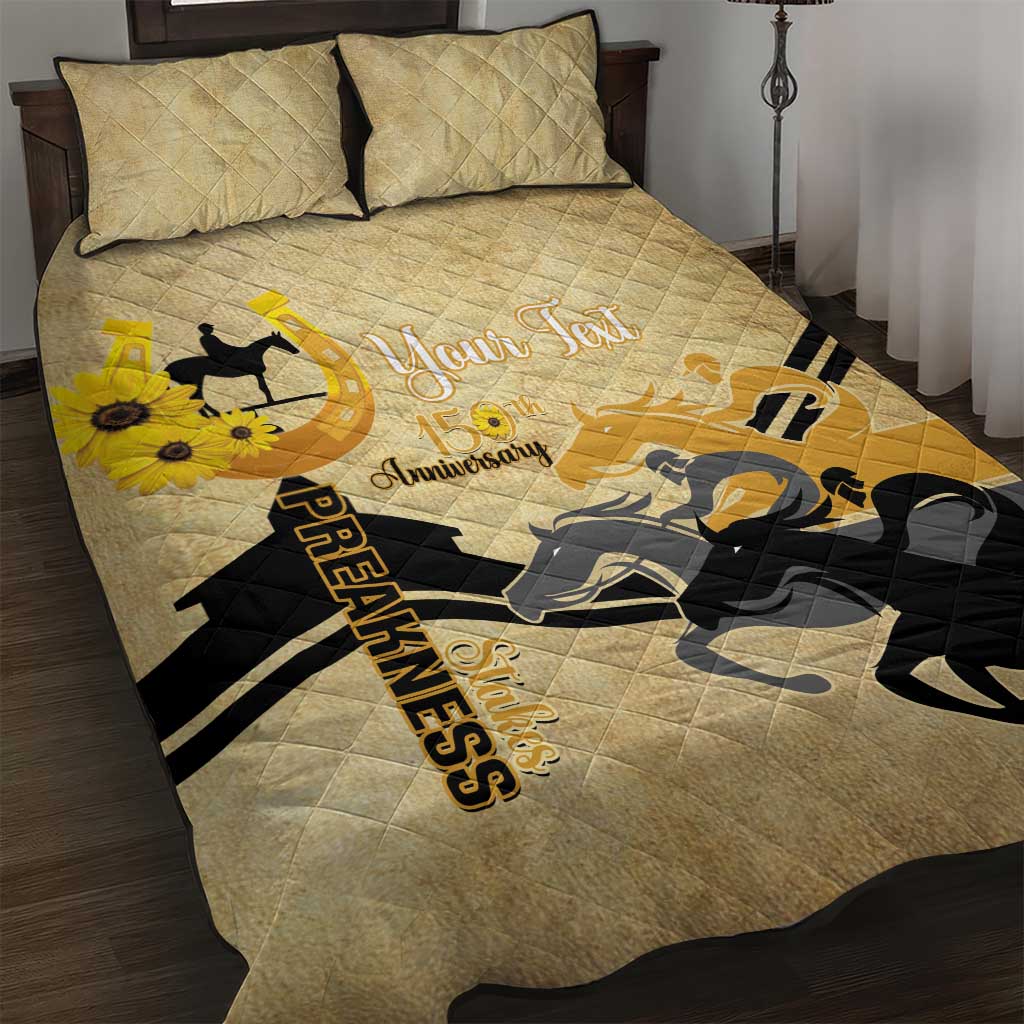 Personalized Preakness Horse Racing Quilt Bed Set 150th Anniversary Run For The Black-Eyed Susans