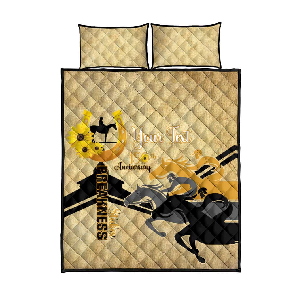 Personalized Preakness Horse Racing Quilt Bed Set 150th Anniversary Run For The Black-Eyed Susans