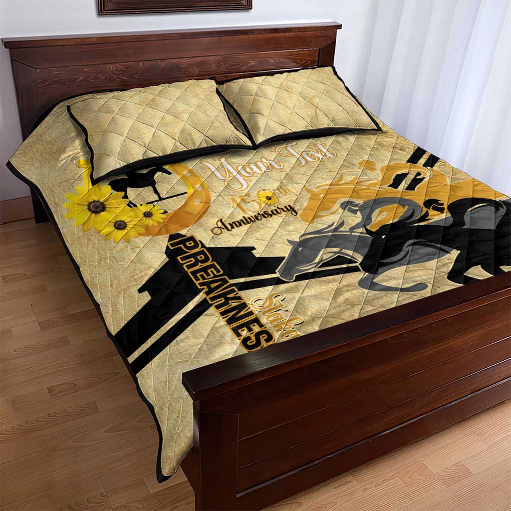 Personalized Preakness Horse Racing Quilt Bed Set 150th Anniversary Run For The Black-Eyed Susans