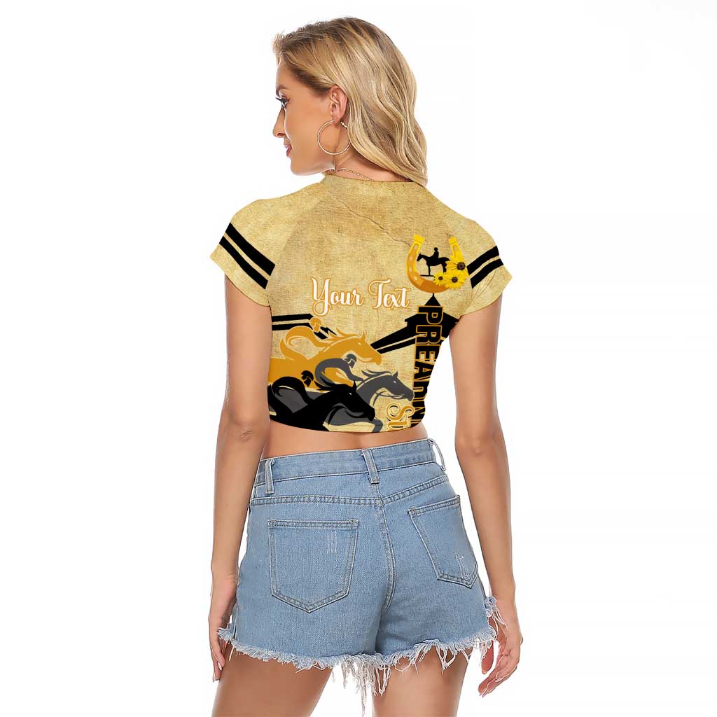 Personalized Preakness Horse Racing Raglan Cropped T Shirt 150th Anniversary Run For The Black-Eyed Susans