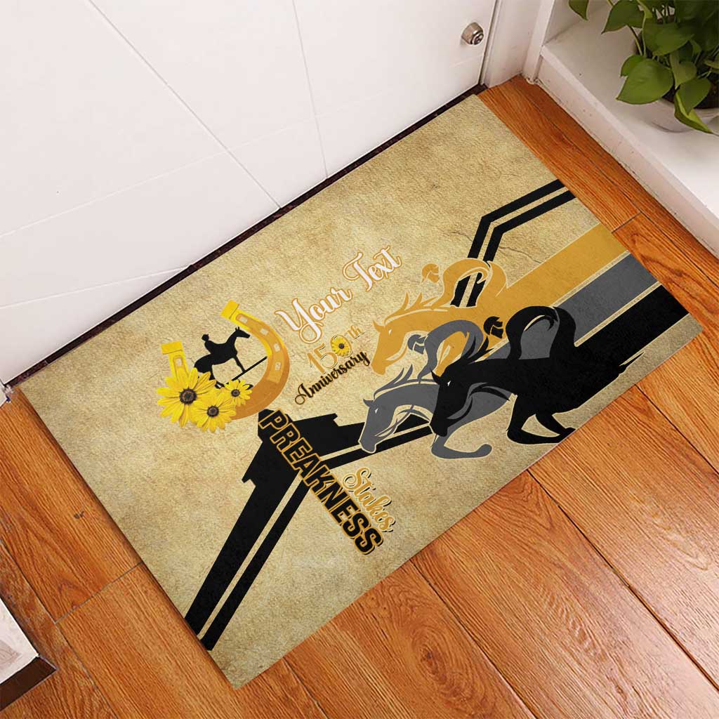 Personalized Preakness Horse Racing Rubber Doormat 150th Anniversary Run For The Black-Eyed Susans