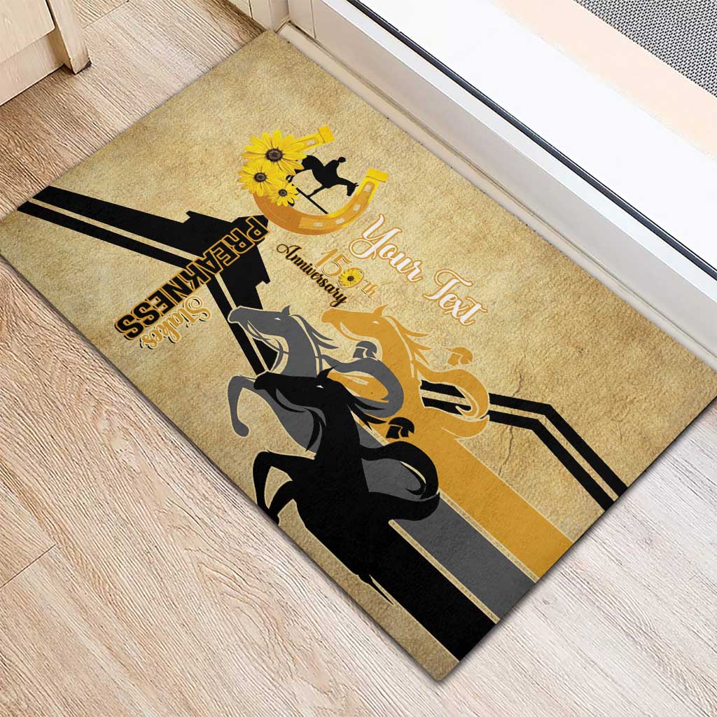 Personalized Preakness Horse Racing Rubber Doormat 150th Anniversary Run For The Black-Eyed Susans