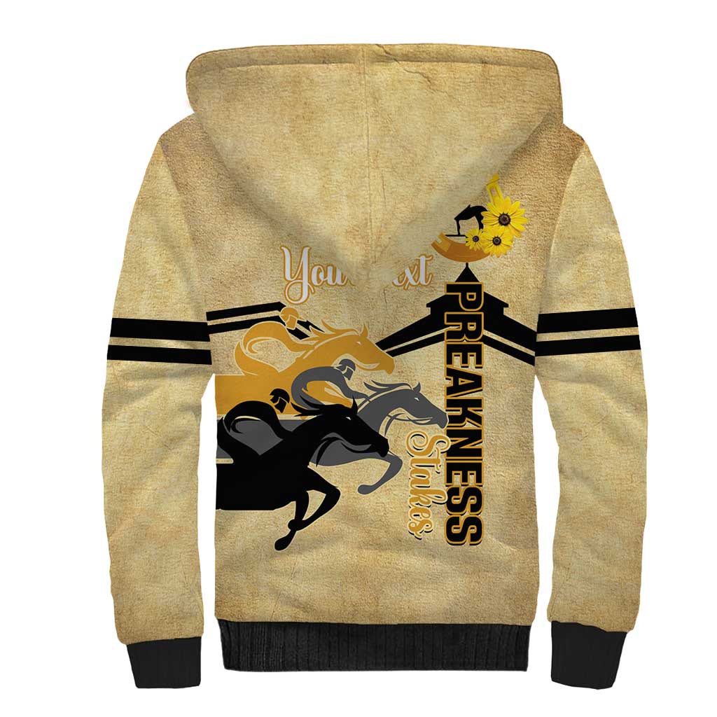 Personalized Preakness Horse Racing Sherpa Hoodie 150th Anniversary Run For The Black-Eyed Susans