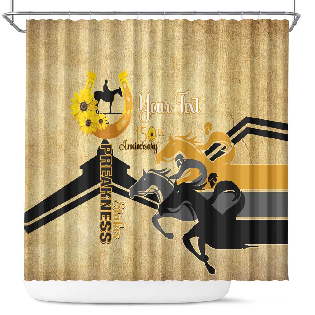 Personalized Preakness Horse Racing Shower Curtain 150th Anniversary Run For The Black-Eyed Susans