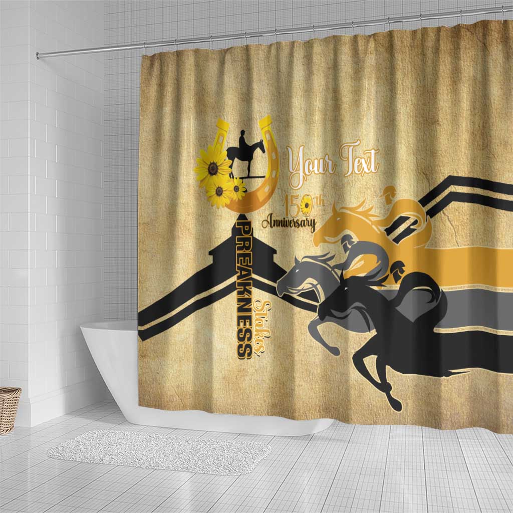 Personalized Preakness Horse Racing Shower Curtain 150th Anniversary Run For The Black-Eyed Susans