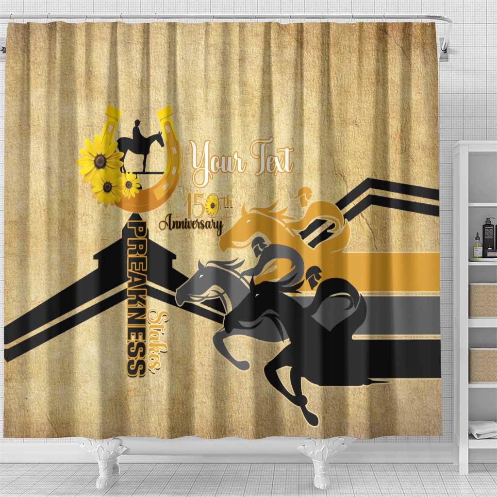 Personalized Preakness Horse Racing Shower Curtain 150th Anniversary Run For The Black-Eyed Susans