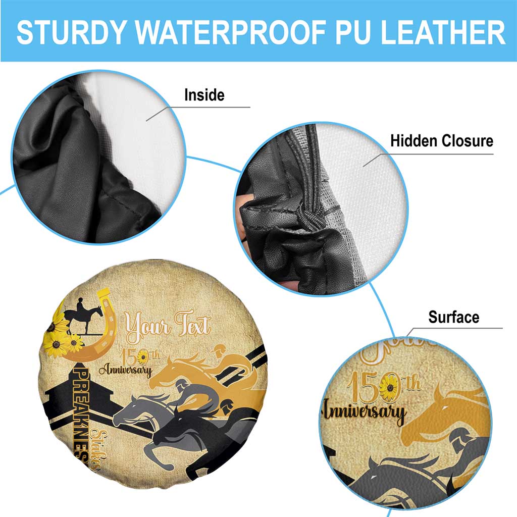 Personalized Preakness Horse Racing Spare Tire Cover 150th Anniversary Run For The Black-Eyed Susans