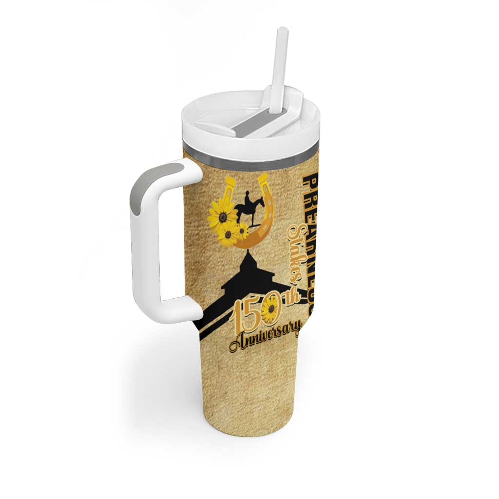 Personalized Preakness Horse Racing Tumbler With Handle 150th Anniversary Run For The Black-Eyed Susans