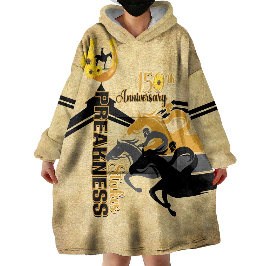 Personalized Preakness Horse Racing Wearable Blanket Hoodie 150th Anniversary Run For The Black-Eyed Susans