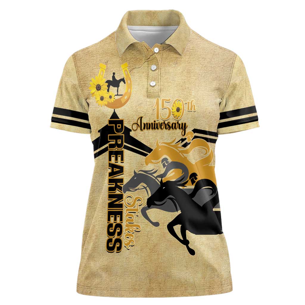 Personalized Preakness Horse Racing Women Polo Shirt 150th Anniversary Run For The Black-Eyed Susans