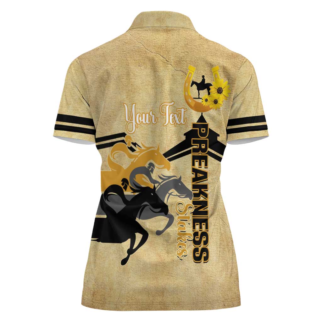 Personalized Preakness Horse Racing Women Polo Shirt 150th Anniversary Run For The Black-Eyed Susans