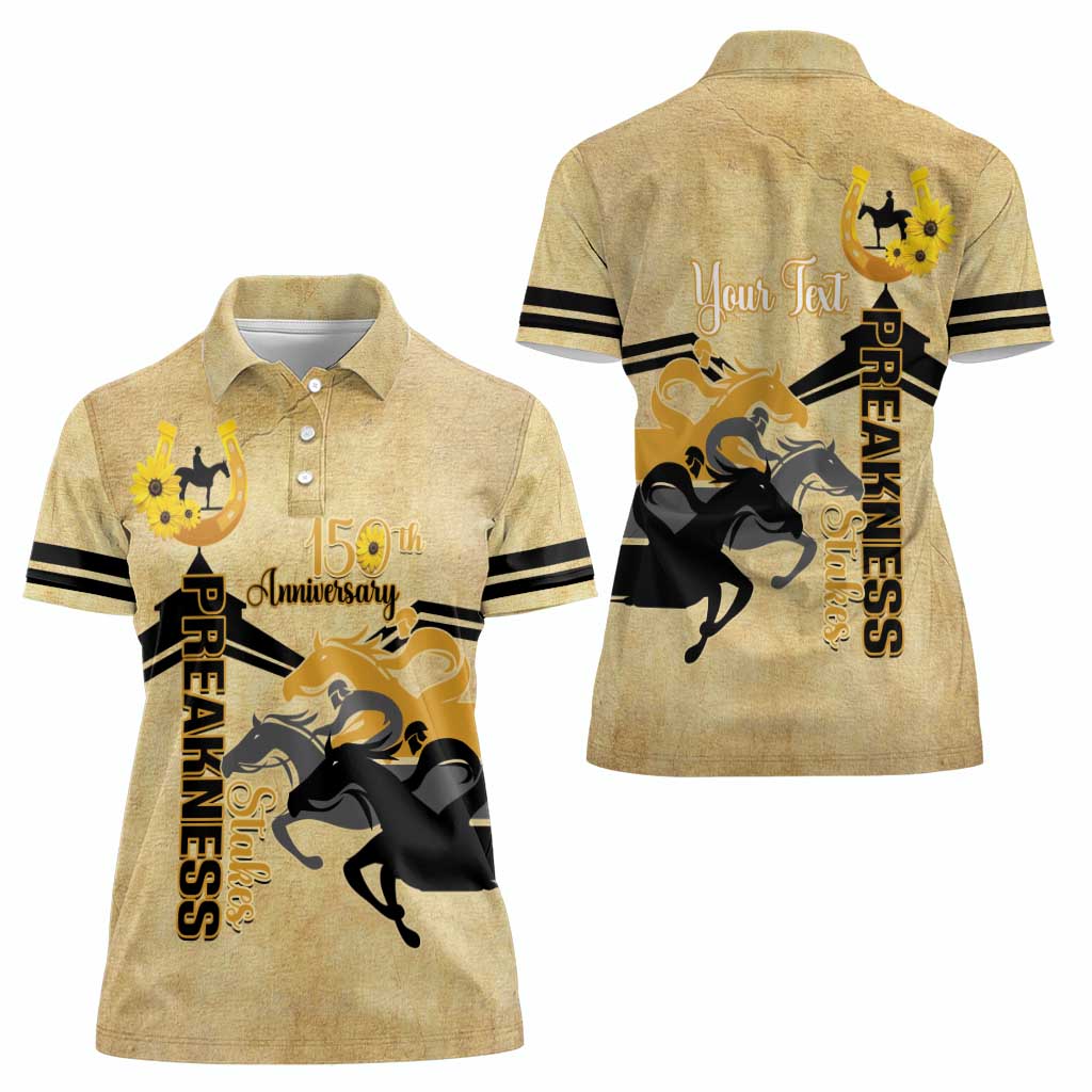 Personalized Preakness Horse Racing Women Polo Shirt 150th Anniversary Run For The Black-Eyed Susans