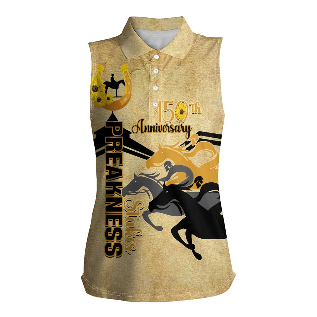 Personalized Preakness Horse Racing Women Sleeveless Polo Shirt 150th Anniversary Run For The Black-Eyed Susans