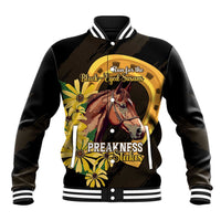 Personalized Preakness Horse Racing Baseball Jacket Horseshoe With Black-Eyed Susans