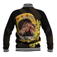 Personalized Preakness Horse Racing Baseball Jacket Horseshoe With Black-Eyed Susans