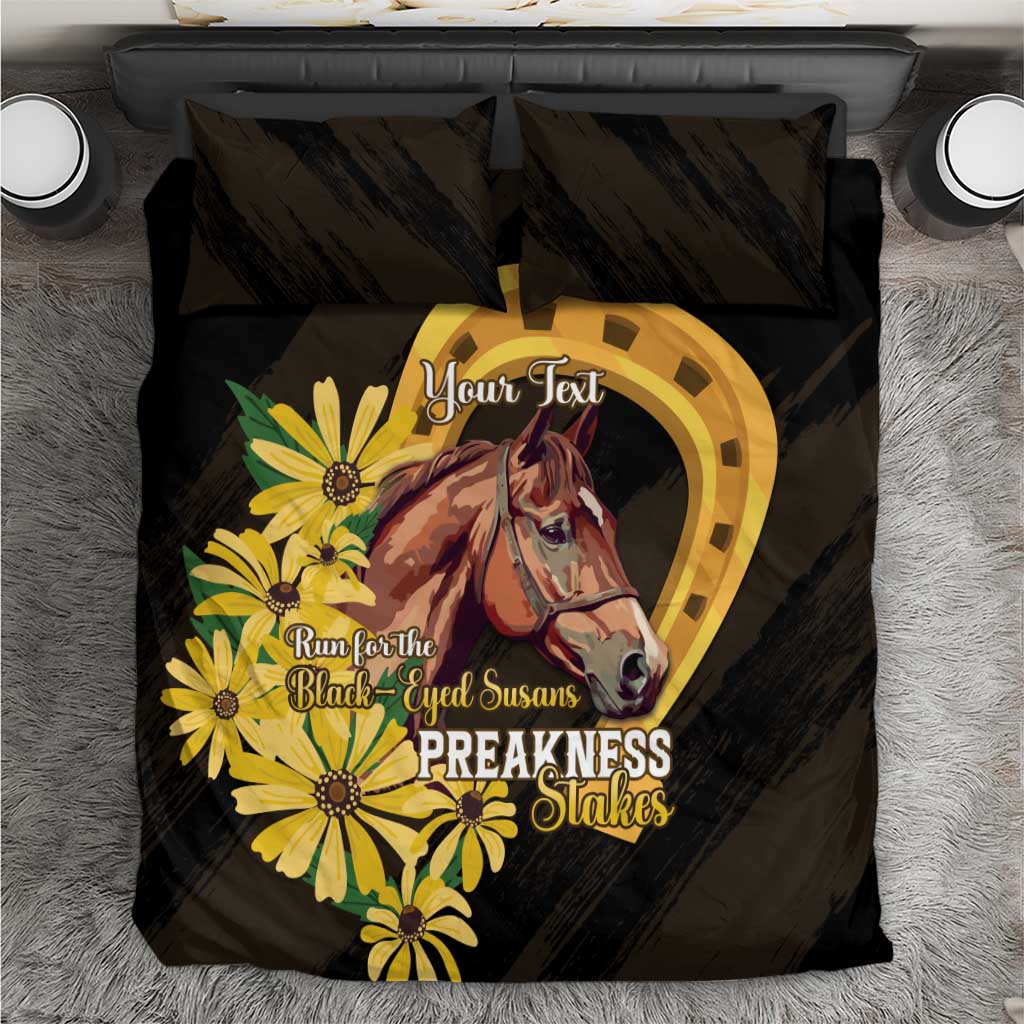 Personalized Preakness Horse Racing Bedding Set Horseshoe With Black-Eyed Susans