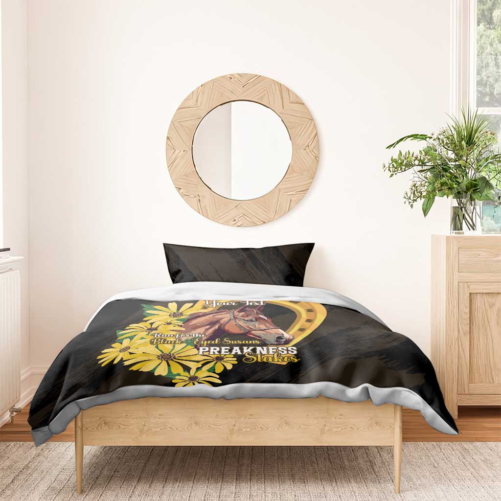 Personalized Preakness Horse Racing Bedding Set Horseshoe With Black-Eyed Susans