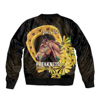 Personalized Preakness Horse Racing Bomber Jacket Horseshoe With Black-Eyed Susans