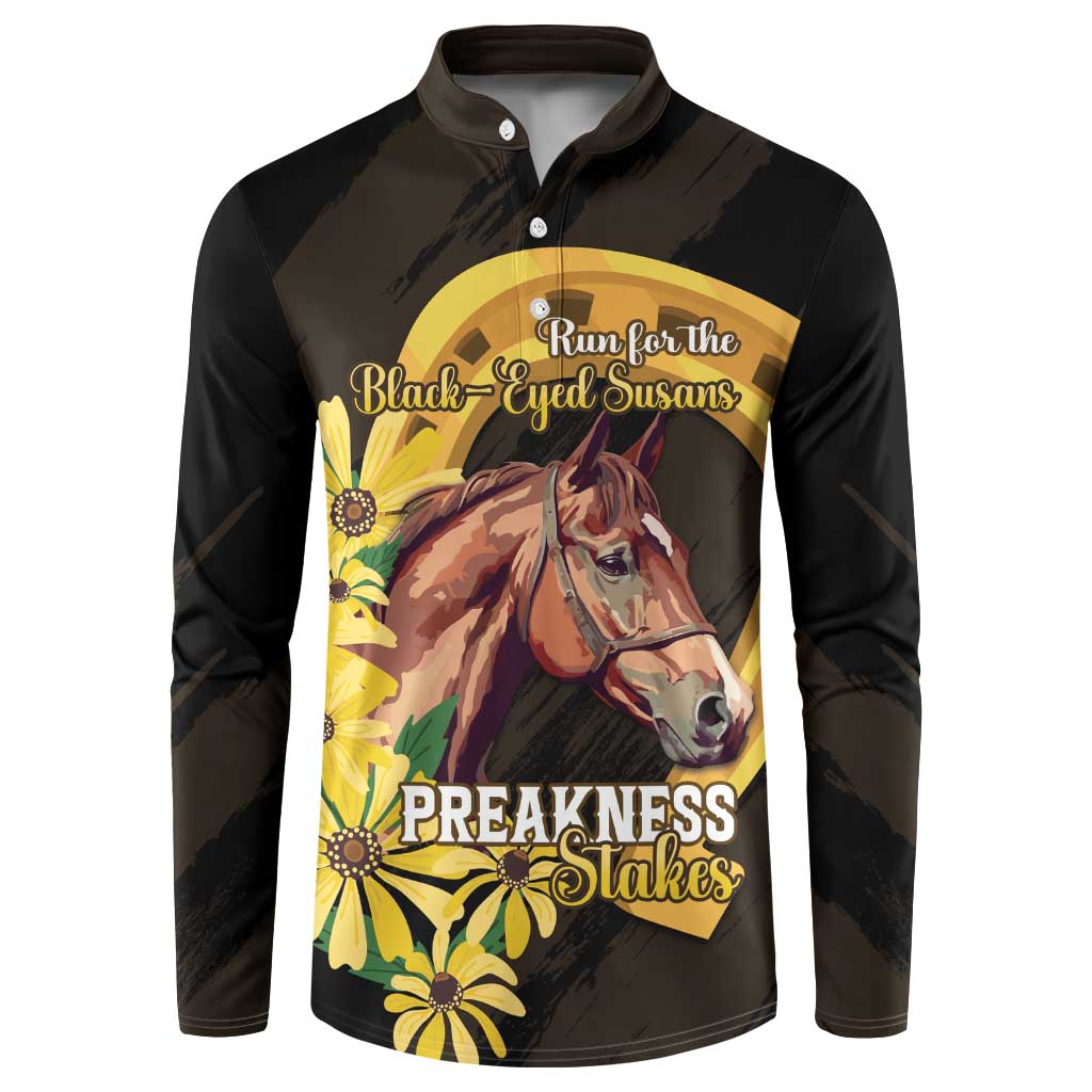 Personalized Preakness Horse Racing Button Sweatshirt Horseshoe With Black-Eyed Susans