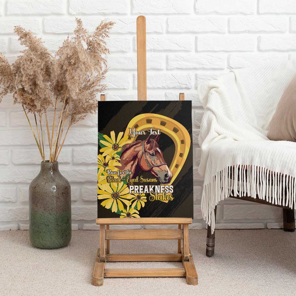 Personalized Preakness Horse Racing Canvas Wall Art Horseshoe With Black-Eyed Susans