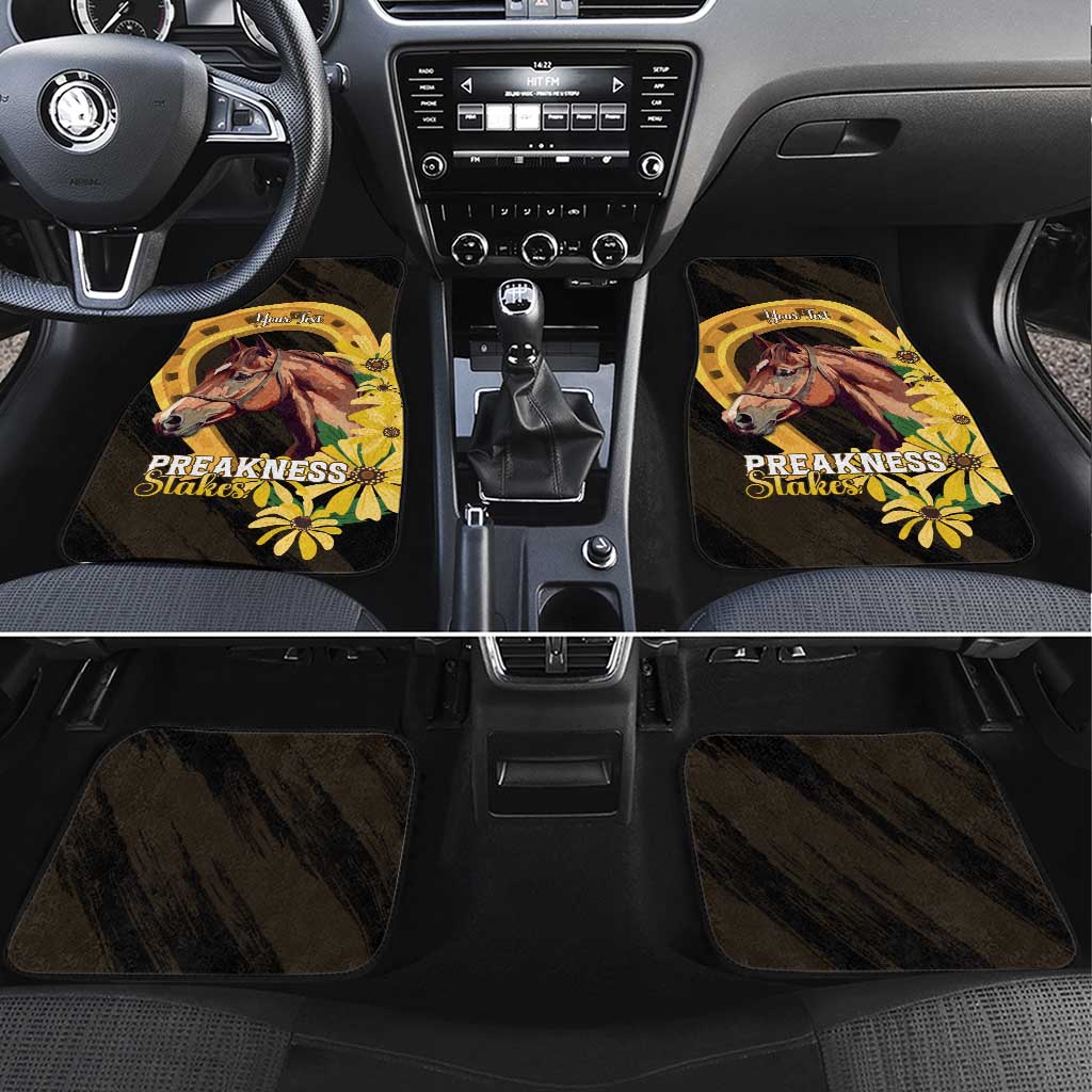 Personalized Preakness Horse Racing Car Mats Horseshoe With Black-Eyed Susans