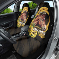 Personalized Preakness Horse Racing Car Seat Cover Horseshoe With Black-Eyed Susans