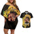 Personalized Preakness Horse Racing Couples Matching Off Shoulder Short Dress and Hawaiian Shirt Horseshoe With Black-Eyed Susans