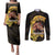 Personalized Preakness Horse Racing Couples Matching Puletasi and Long Sleeve Button Shirt Horseshoe With Black-Eyed Susans