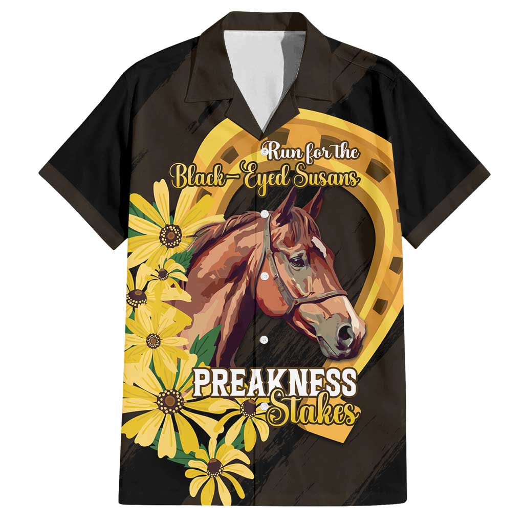 Personalized Preakness Horse Racing Family Matching Long Sleeve Bodycon Dress and Hawaiian Shirt Horseshoe With Black-Eyed Susans