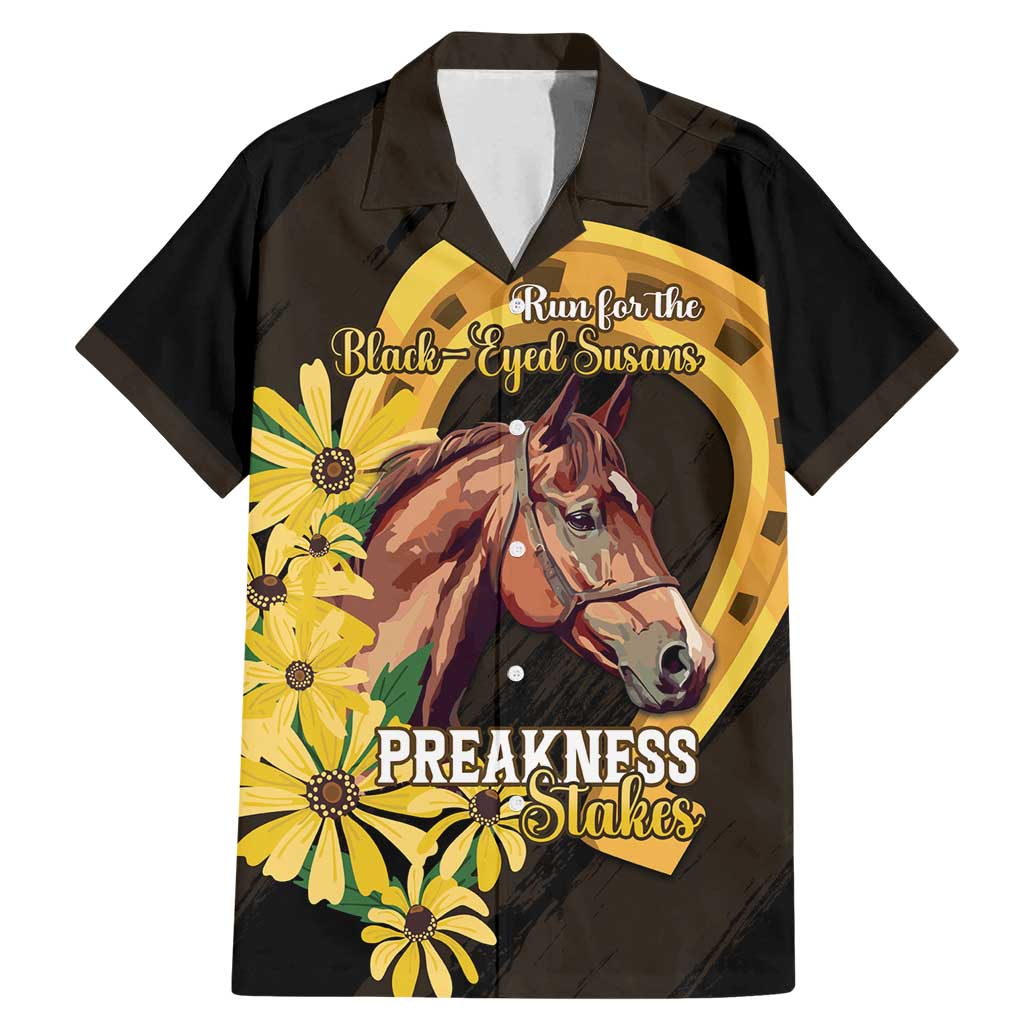 Personalized Preakness Horse Racing Family Matching Mermaid Dress and Hawaiian Shirt Horseshoe With Black-Eyed Susans
