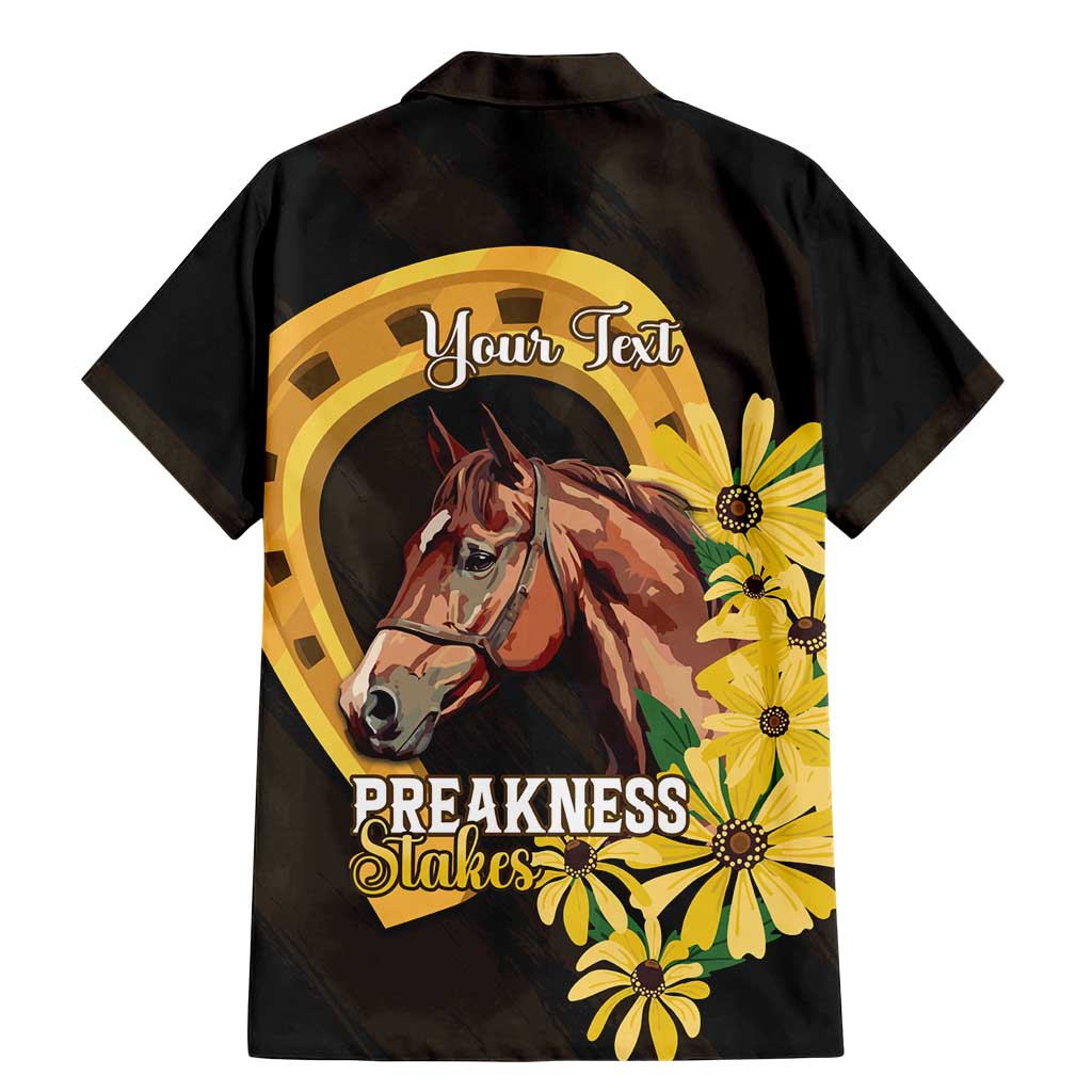 Personalized Preakness Horse Racing Family Matching Mermaid Dress and Hawaiian Shirt Horseshoe With Black-Eyed Susans