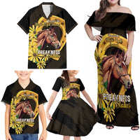 Personalized Preakness Horse Racing Family Matching Off Shoulder Maxi Dress and Hawaiian Shirt Horseshoe With Black-Eyed Susans
