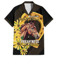Personalized Preakness Horse Racing Family Matching Off Shoulder Maxi Dress and Hawaiian Shirt Horseshoe With Black-Eyed Susans