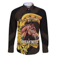 Personalized Preakness Horse Racing Family Matching Off Shoulder Maxi Dress and Hawaiian Shirt Horseshoe With Black-Eyed Susans