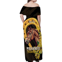 Personalized Preakness Horse Racing Family Matching Off Shoulder Maxi Dress and Hawaiian Shirt Horseshoe With Black-Eyed Susans
