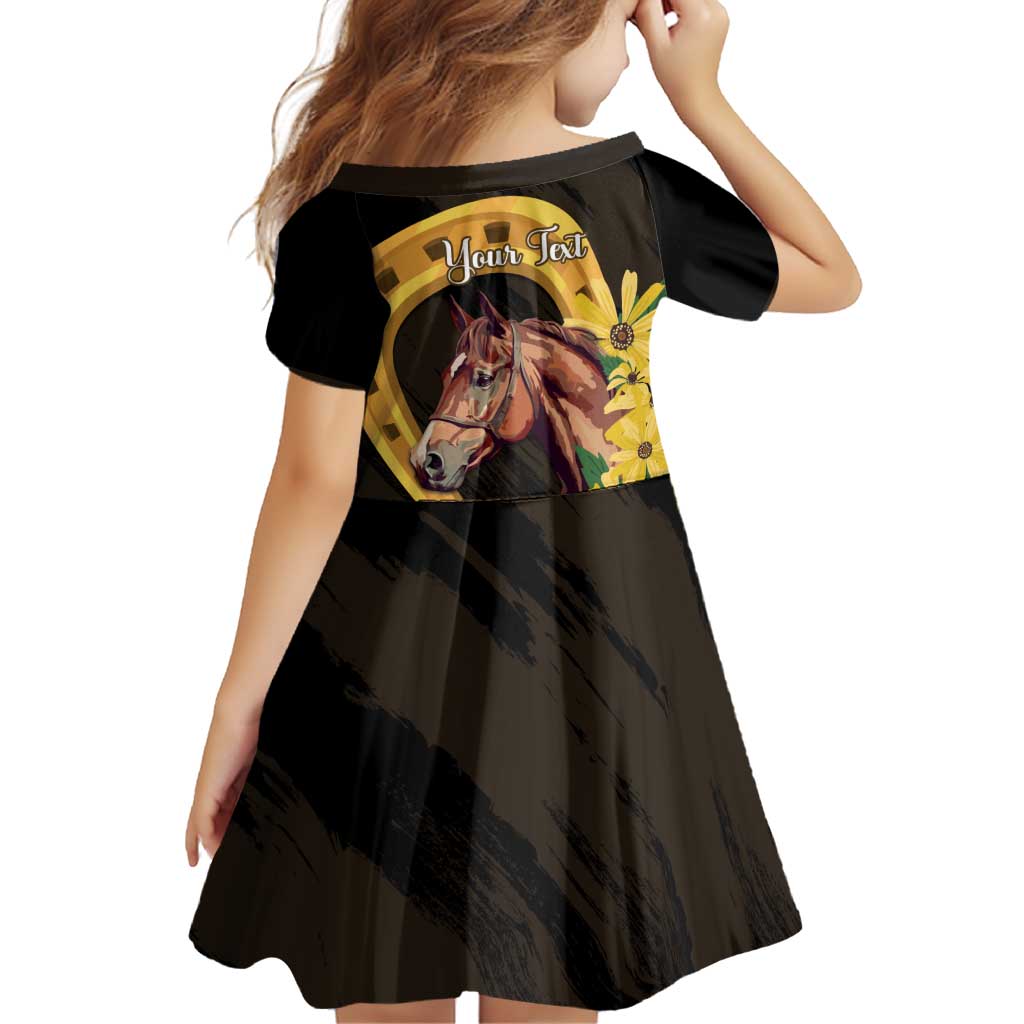 Personalized Preakness Horse Racing Family Matching Off Shoulder Short Dress and Hawaiian Shirt Horseshoe With Black-Eyed Susans