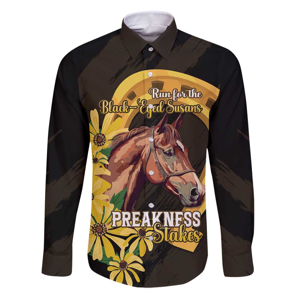 Personalized Preakness Horse Racing Family Matching Puletasi and Hawaiian Shirt Horseshoe With Black-Eyed Susans