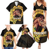 Personalized Preakness Horse Racing Family Matching Summer Maxi Dress and Hawaiian Shirt Horseshoe With Black-Eyed Susans