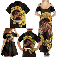 Personalized Preakness Horse Racing Family Matching Summer Maxi Dress and Hawaiian Shirt Horseshoe With Black-Eyed Susans