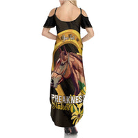 Personalized Preakness Horse Racing Family Matching Summer Maxi Dress and Hawaiian Shirt Horseshoe With Black-Eyed Susans