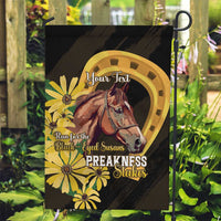 Personalized Preakness Horse Racing Garden Flag Horseshoe With Black-Eyed Susans