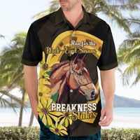 Personalized Preakness Horse Racing Hawaiian Shirt Horseshoe With Black-Eyed Susans