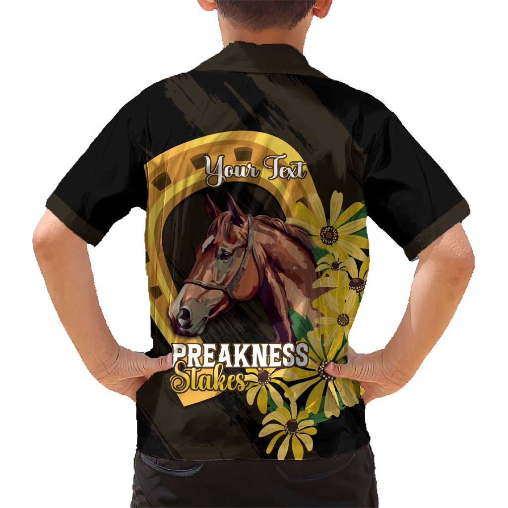 Personalized Preakness Horse Racing Hawaiian Shirt Horseshoe With Black-Eyed Susans
