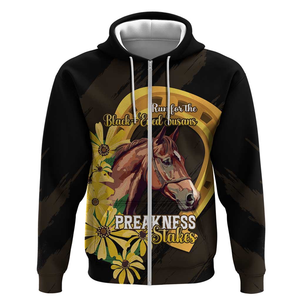 Personalized Preakness Horse Racing Hoodie Horseshoe With Black-Eyed Susans