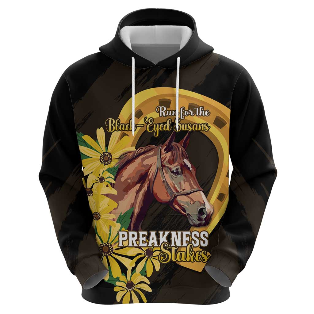 Personalized Preakness Horse Racing Hoodie Horseshoe With Black-Eyed Susans
