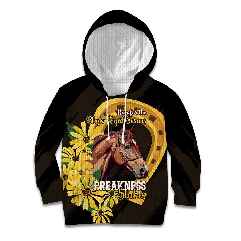 Personalized Preakness Horse Racing Kid Hoodie Horseshoe With Black-Eyed Susans