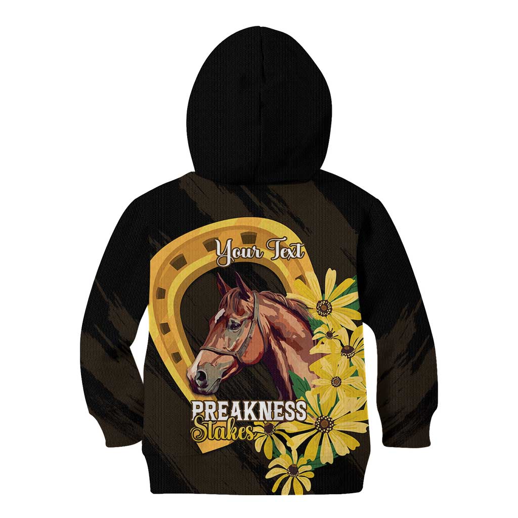 Personalized Preakness Horse Racing Kid Hoodie Horseshoe With Black-Eyed Susans