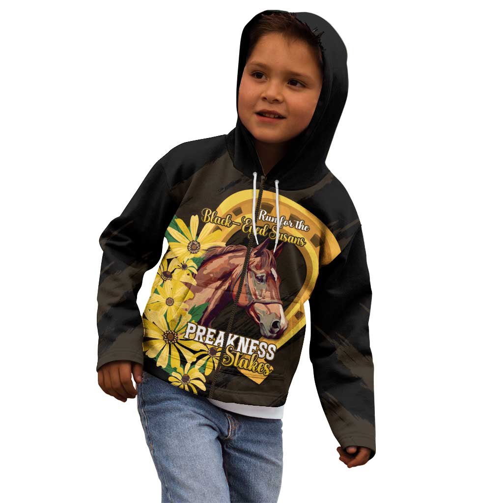 Personalized Preakness Horse Racing Kid Hoodie Horseshoe With Black-Eyed Susans