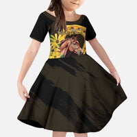 Personalized Preakness Horse Racing Kid Short Sleeve Dress Horseshoe With Black-Eyed Susans